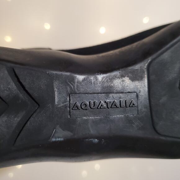Aquatalia Black Suede Leather Wedge Zip Ankle Boots Womens Size 6 Ribbed Comfort - Picture 10 of 12